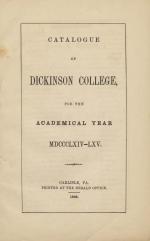 Catalogue of Dickinson College for the Academical Year, 1864-65