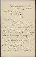 Letter from William Harvey to Horatio Collins King