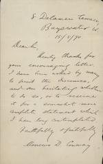 Letter from Moncure Conway to Unknown Recipient