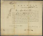 Warrant for Soldier’s Pay from John Dickinson for Alexander Parker