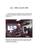 Memoir of John Steigleman, Physics and Astronomy Technician, 1960-2000