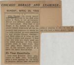 "Allen Tanner the young pianist…" Chicago Herald and Examiner newspaper clipping
