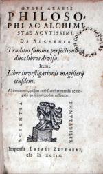 De Alchemia Traditio summae perfectionis in duos libros divisa...