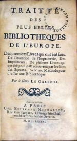 Traitté Des Plus Belles Bibliotheques De L'Europe