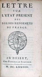 Lettre Sur L'Etat Present Des Eglises Reformées De France
