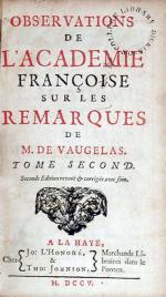 Observations de L'Academie Françoise sur les Remarques de M. De Vaugelas