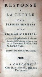 Response A La Lettre D'un Premier Ministre D'un Prince D'Empire...