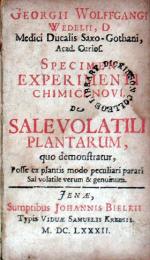 Specimen Experimenti Chimici Novi, De Salevolatili Plantarum