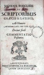 De Scriptoribus Gaecis & Latinis, Ab Homero Ad initium Saec. Post Chr...