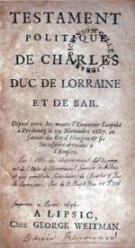 Testament Politique De Charles Duc De Lorraine et De Bar