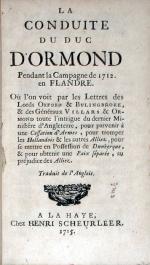 La Conduite du Duc D'Ormond Pendant la Campagne de 1712. en Flandre
