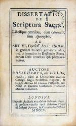 Dissertatio de Scriptura Sacra, Librisque omnibus, cùm Canonicis...