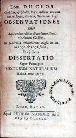 Observationes Super Aquis mineralibus diversarum Provinciarum Galliae