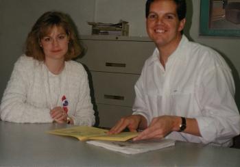 Peg Dierkers (left) and Jim Cartmell (right) in office - 1994