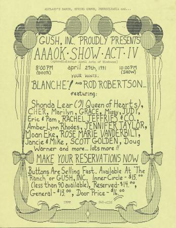 Altland's Ranch "Aphrodisiactic April Acts of Kindness [AAOK] Show: Act IV" Poster: Part 2 - April 27, 1991