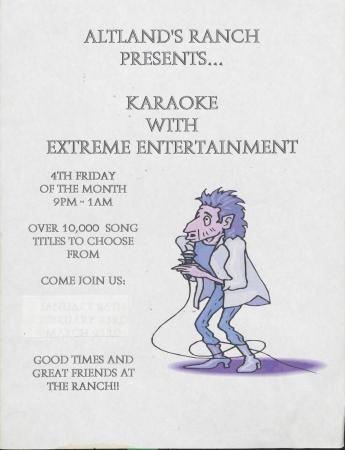 Altland's Ranch "Karaoke with Extreme Entertainment" Poster - circa 2000