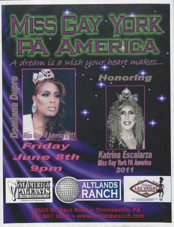 Altland's Ranch "Miss Gay York PA  America" Poster - June 8, circa 2011