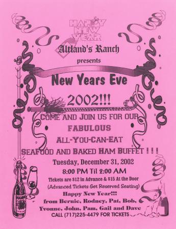 Altland's Ranch "New Year's Eve Buffet" Poster - December 31, 2002