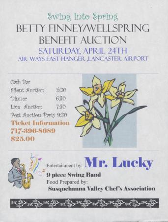 Betty Finney House/Wellspring Benefit Auction Flyer - April 24, 1999