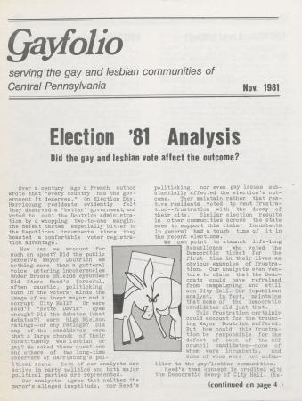 The Gayfolio (MCC Harrisburg) - November 1981