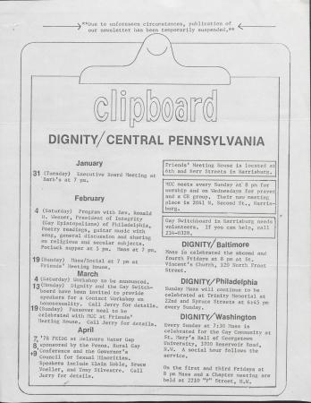 Dignity/Central PA Clipboard - 1978