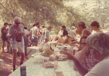 "The Gang" enjoying food at the Dignity/Central PA Picnic - August 22, 1976