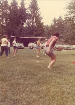 Members participating in second volleyball game at the Dignity/Central PA Picnic - August 22, 1976