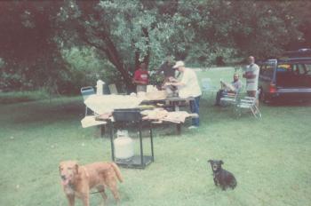 Group of members with two dogs at the Dignity/Central PA [19th] Anniversary Picnic - July 1994 