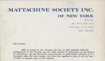 Mattachine Society Letter