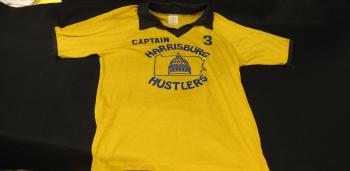 Yellow and Black Short Sleeve Hustlers #3 Captain Shirt - circa 1980