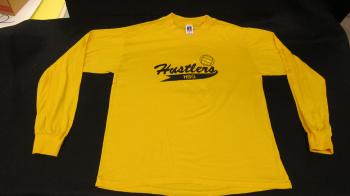 Harrisburg Hustlers HBG #16, Long Sleeve Shirt (yellow and black) - circa 1980