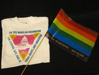 March on Washington for Lesbian, Gay, and Bi Equal Rights and Liberation 1993 Shirt and Rainbow Flag