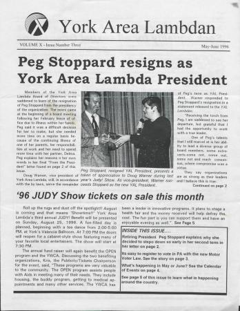 York Area LAMBDA Newsletter - May/June 1996