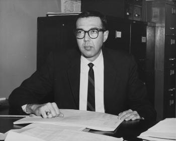 Richard Schlegel at desk - circa 1964