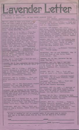 Lavender Letter (Harrisburg, PA) - May 1983