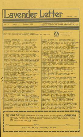 Lavender Letter (Harrisburg, PA) - October 1983