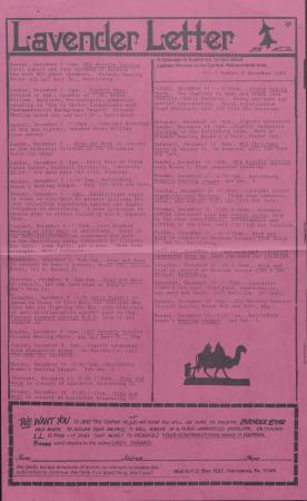 Lavender Letter (Harrisburg, PA) - December 1984