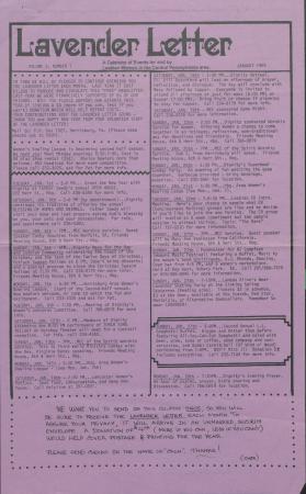 Lavender Letter (Harrisburg, PA) - January 1985