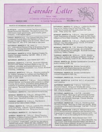 Lavender Letter (Harrisburg, PA) - March 1990