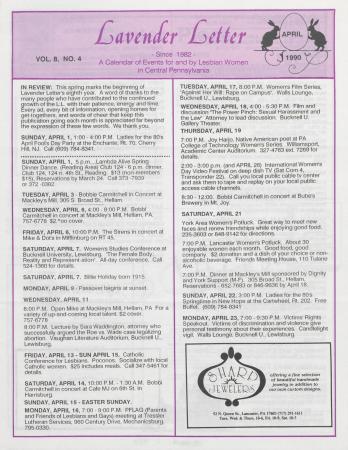 Lavender Letter (Harrisburg, PA) - April 1990