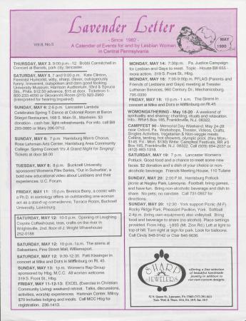 Lavender Letter (Harrisburg, PA) - May 1990