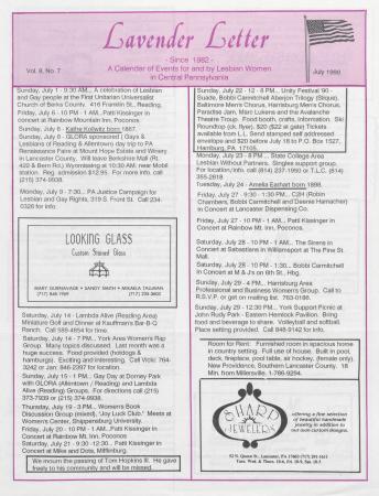 Lavender Letter (Harrisburg, PA) - July 1990