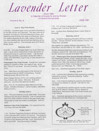 Lavender Letter (Harrisburg, PA) - June 1991