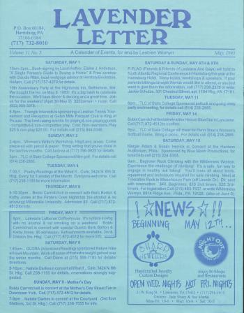 Lavender Letter (Harrisburg, PA) - May 1993