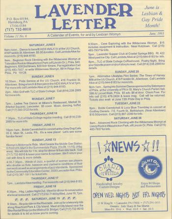 Lavender Letter (Harrisburg, PA) - June 1993