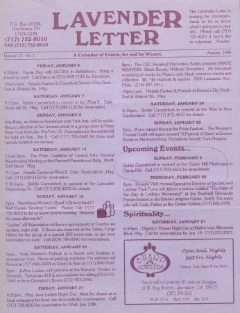 Lavender Letter (Harrisburg, PA) - January 1995