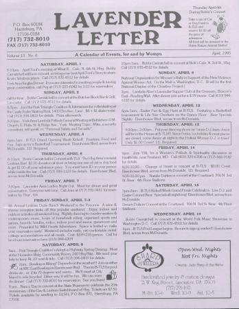 Lavender Letter (Harrisburg, PA) - April 1995
