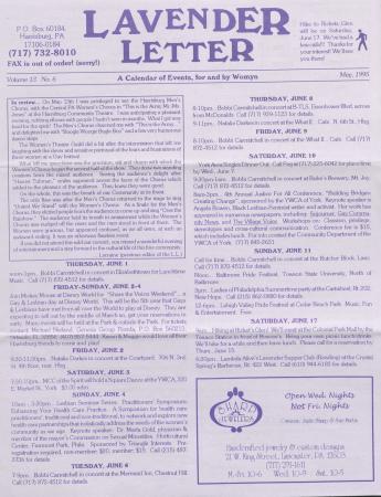 Lavender Letter (Harrisburg, PA) - June 1995