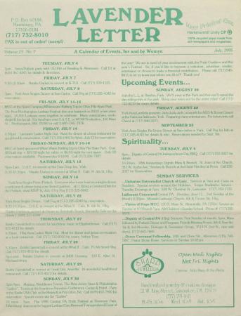 Lavender Letter (Harrisburg, PA) - July 1995