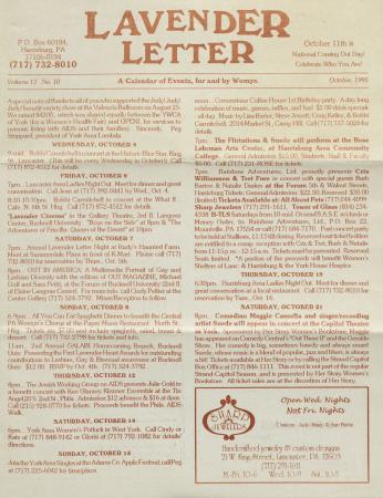 Lavender Letter (Harrisburg, PA) - October 1995